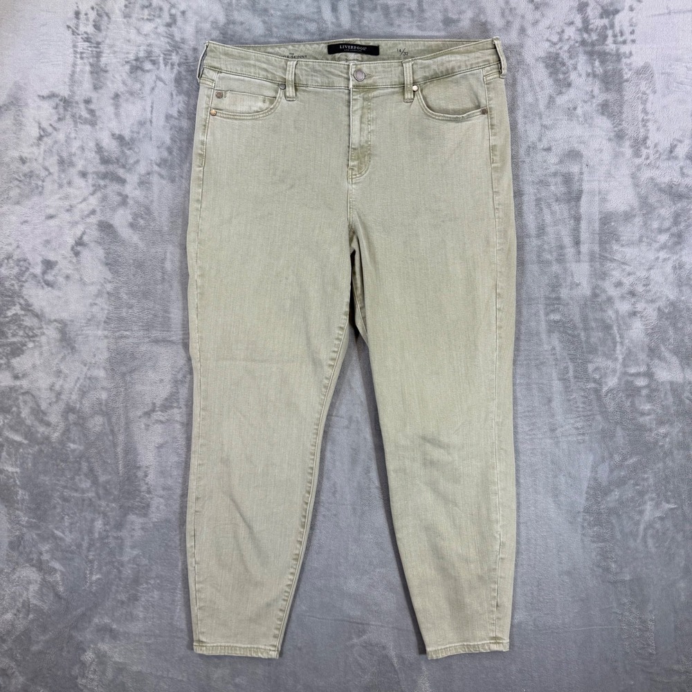 Liverpool Ankle Skinny Jeans Women's Size 14/32‎ Sage Green Denim Pants